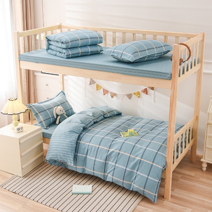 91家纺网 家纺一手货源 找家纺 （总）鑫宇2025新款13372全棉学生宿舍上下铺三件套床单款床笠款可定制