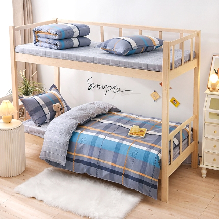 91家纺网 家纺一手货源 找家纺 （总）鑫宇2025新款13372全棉学生宿舍上下铺三件套床单款床笠款可定制