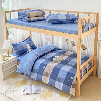 91家纺网 家纺一手货源 找家纺 （总）鑫宇2025新款13372全棉学生宿舍上下铺三件套床单款床笠款可定制