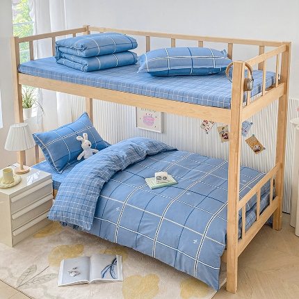 91家纺网 家纺一手货源 找家纺 （总）鑫宇2025新款13372全棉学生宿舍上下铺三件套床单款床笠款可定制