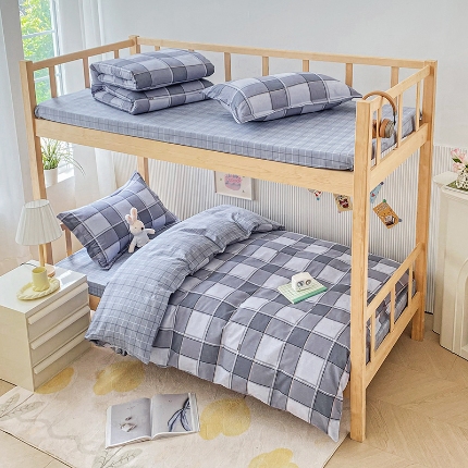 91家纺网 家纺一手货源 找家纺 （总）鑫宇2025新款13372全棉学生宿舍上下铺三件套床单款床笠款可定制