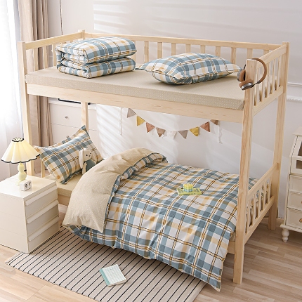 91家纺网 家纺一手货源 找家纺 （总）鑫宇 2025新款全棉13372学生宿舍印花三件套上下铺六件套