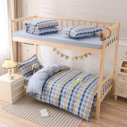 91家纺网 家纺一手货源 找家纺 （总）鑫宇 2025新款全棉13372学生宿舍印花三件套上下铺六件套