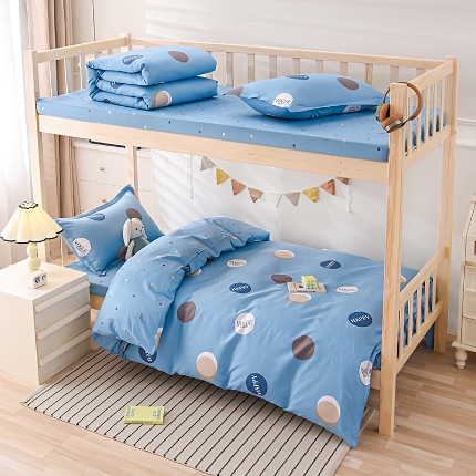 91家纺网 家纺一手货源 找家纺 （总）鑫宇 2025新款全棉13372学生宿舍印花三件套上下铺六件套