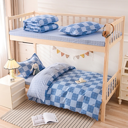 91家纺网 家纺一手货源 找家纺 （总）鑫宇 2025新款全棉13372学生宿舍印花三件套上下铺六件套