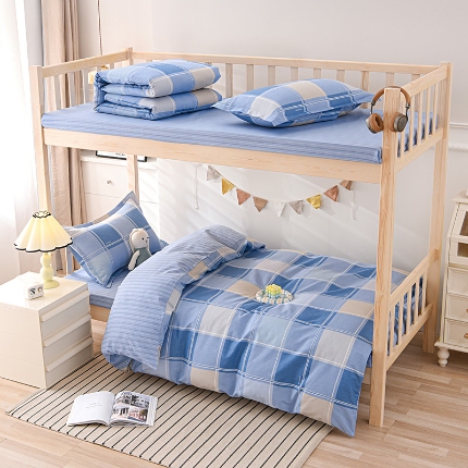 91家纺网 家纺一手货源 找家纺 （总）鑫宇 2025新款全棉13372学生宿舍印花三件套上下铺六件套