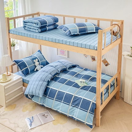 91家纺网 家纺一手货源 找家纺 （总）鑫宇 2025新款全棉13372学生宿舍印花三件套上下铺六件套