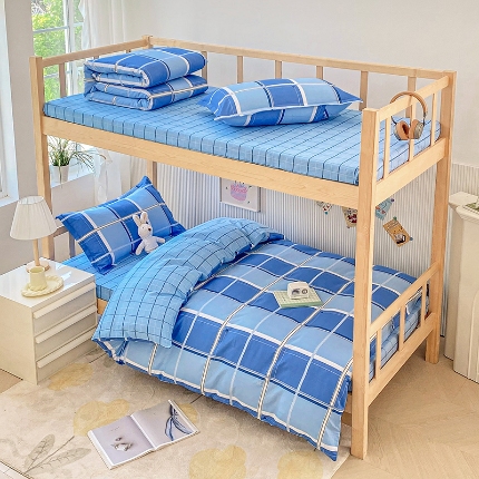 91家纺网 家纺一手货源 找家纺 （总）鑫宇 2025新款全棉13372学生宿舍印花三件套上下铺六件套