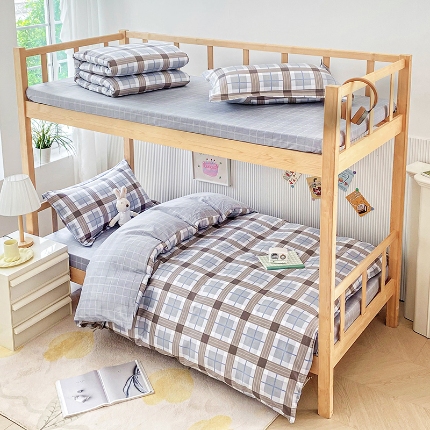 91家纺网 家纺一手货源 找家纺 （总）鑫宇 2025新款全棉13372学生宿舍印花三件套上下铺六件套