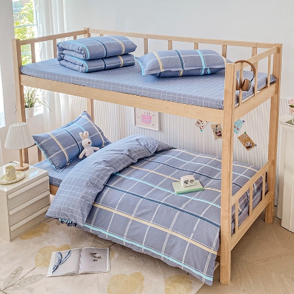 91家纺网 家纺一手货源 找家纺 （总）鑫宇 2025新款全棉13372学生宿舍印花三件套上下铺六件套