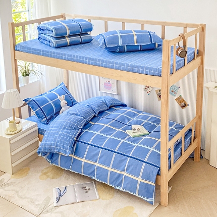 91家纺网 家纺一手货源 找家纺 （总）鑫宇 2025新款全棉13372学生宿舍印花三件套上下铺六件套