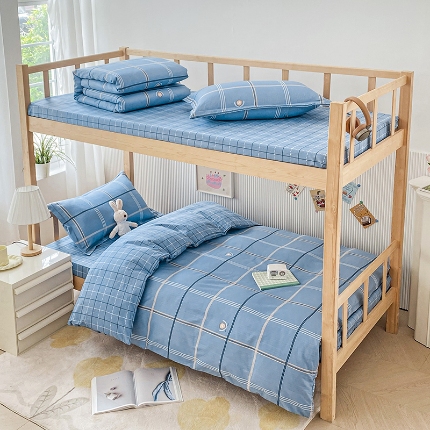 91家纺网 家纺一手货源 找家纺 （总）鑫宇 2025新款全棉13372学生宿舍印花三件套上下铺六件套