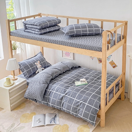 91家纺网 家纺一手货源 找家纺 （总）鑫宇 2025新款全棉13372学生宿舍印花三件套上下铺六件套