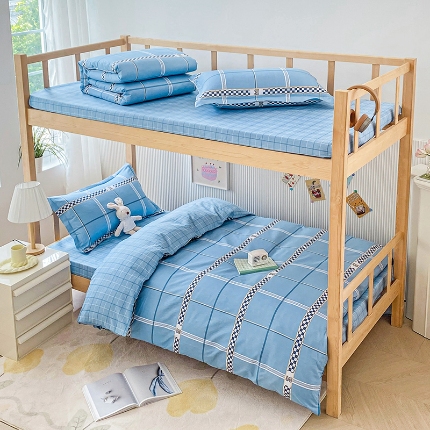 91家纺网 家纺一手货源 找家纺 （总）鑫宇 2025新款全棉13372学生宿舍印花三件套上下铺六件套