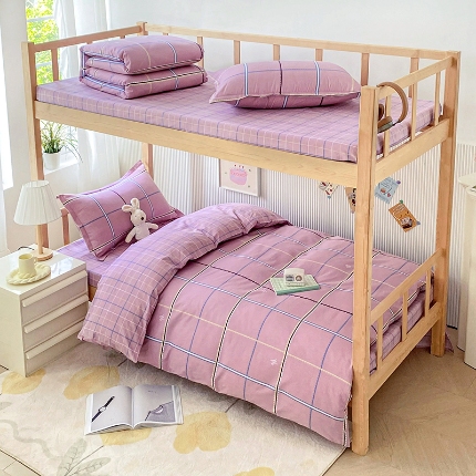 91家纺网 家纺一手货源 找家纺 （总）鑫宇 2025新款全棉13372学生宿舍印花三件套上下铺六件套