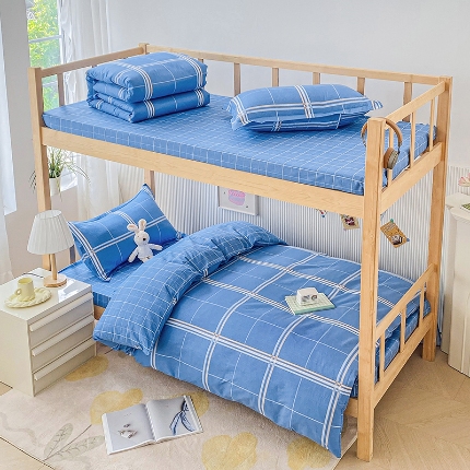 91家纺网 家纺一手货源 找家纺 （总）鑫宇 2025新款全棉13372学生宿舍印花三件套上下铺六件套