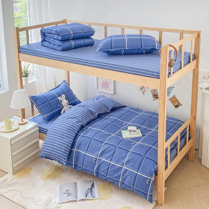 91家纺网 家纺一手货源 找家纺 （总）鑫宇 2025新款全棉13372学生宿舍印花三件套上下铺六件套