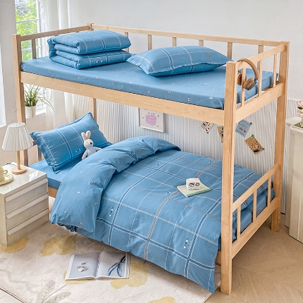 91家纺网 家纺一手货源 找家纺 （总）鑫宇 2025新款全棉13372学生宿舍印花三件套上下铺六件套