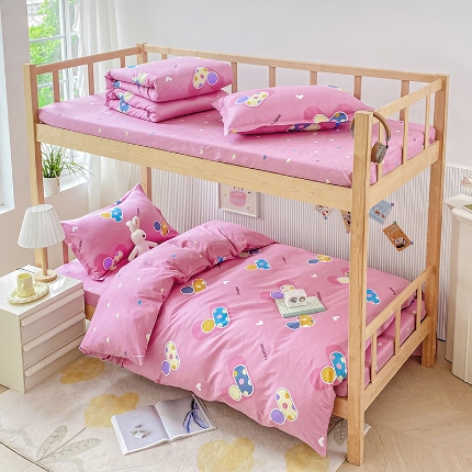 91家纺网 家纺一手货源 找家纺 （总）鑫宇 2025新款全棉13372学生宿舍印花三件套上下铺六件套