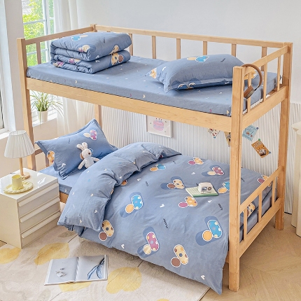 91家纺网 家纺一手货源 找家纺 （总）鑫宇 2025新款全棉13372学生宿舍印花三件套上下铺六件套