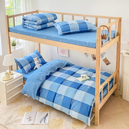 91家纺网 家纺一手货源 找家纺 （总）鑫宇 2025新款全棉13372学生宿舍印花三件套上下铺六件套