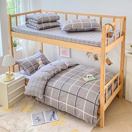 91家纺网 家纺一手货源 找家纺 （总）鑫宇 2025新款全棉13372学生宿舍印花三件套上下铺六件套