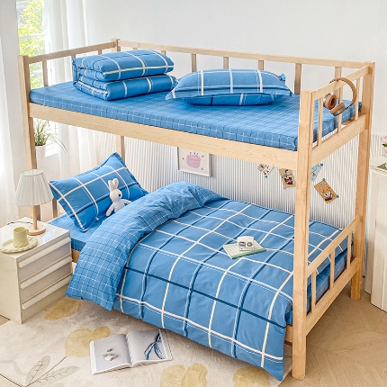 91家纺网 家纺一手货源 找家纺 （总）鑫宇 2025新款全棉13372学生宿舍印花三件套上下铺六件套