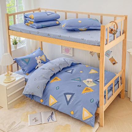 91家纺网 家纺一手货源 找家纺 （总）鑫宇 2025新款全棉13372学生宿舍印花三件套上下铺六件套