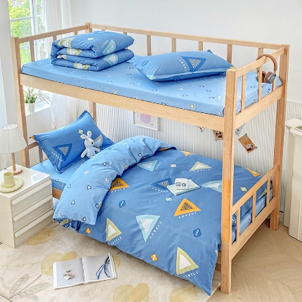 91家纺网 家纺一手货源 找家纺 （总）鑫宇 2025新款全棉13372学生宿舍印花三件套上下铺六件套