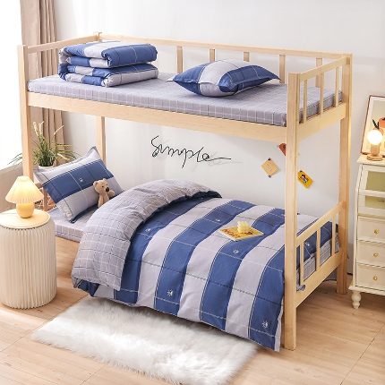 91家纺网 家纺一手货源 找家纺 （总）鑫宇 2025新款全棉13372学生宿舍印花三件套上下铺六件套