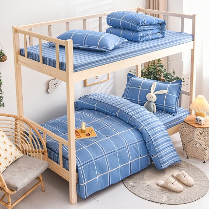 91家纺网 家纺一手货源 找家纺 （总）鑫宇 2025新款全棉13372学生宿舍印花三件套上下铺六件套