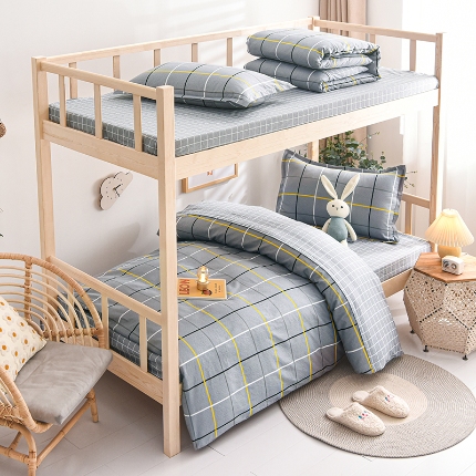 91家纺网 家纺一手货源 找家纺 （总）鑫宇 2025新款全棉13372学生宿舍印花三件套上下铺六件套