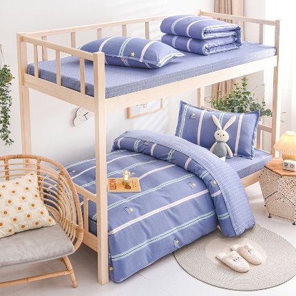 91家纺网 家纺一手货源 找家纺 （总）鑫宇 2025新款全棉13372学生宿舍印花三件套上下铺六件套