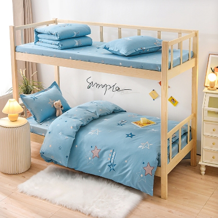 91家纺网 家纺一手货源 找家纺 （总）鑫宇 2025新款全棉13372学生宿舍印花三件套上下铺六件套