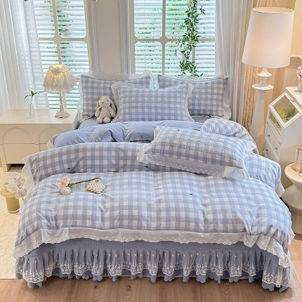 91家纺网 家纺一手货源 找家纺 （总）2025春夏新款复古印花小碎花针织棉双层纱夹棉床盖四件套