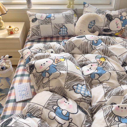 91家纺网 家纺一手货源 找家纺 （总）灿哈家纺 植物羊绒加厚磨毛水洗棉亲肤棉四件套套件单被套单品