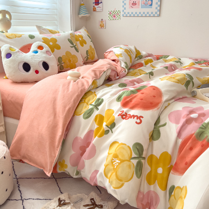 91家纺网 家纺一手货源 找家纺 灿哈2025款磨毛植物羊绒四件套更多花型群下载（新）