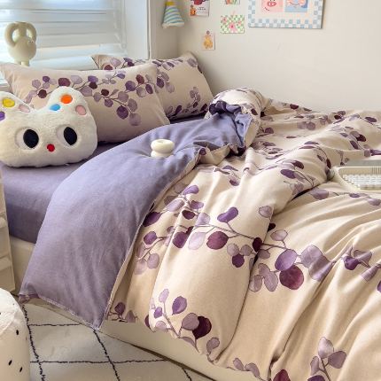 91家纺网 家纺一手货源 找家纺 灿哈2025款磨毛植物羊绒四件套更多花型群下载（新）