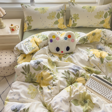 91家纺网 家纺一手货源 找家纺 灿哈2025款磨毛植物羊绒四件套更多花型群下载（新）