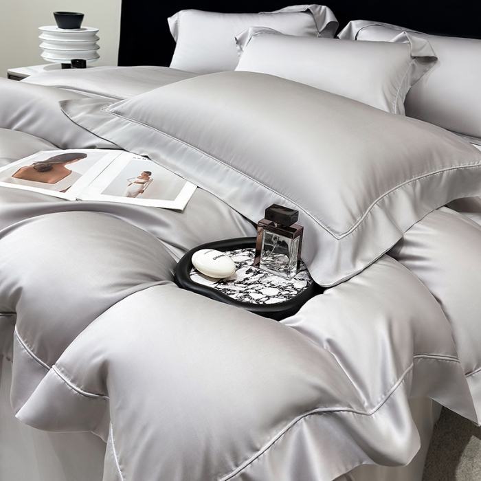 91家纺网 家纺一手货源 找家纺 （总）【兰精公司授权】星蕴家纺 2025新款奥地利兰精天丝莱赛尔纯色埋绳款四件套-莱恩