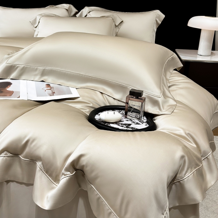 91家纺网 家纺一手货源 找家纺 （总）【兰精公司授权】星蕴家纺 2025新款奥地利兰精天丝莱赛尔纯色埋绳款四件套-莱恩