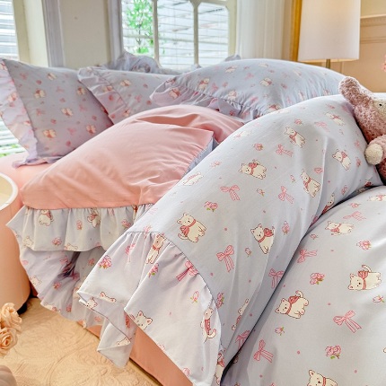 91家纺网 家纺一手货源 找家纺 （总）经年家纺 2025新款韩版花边云朵棉四件套