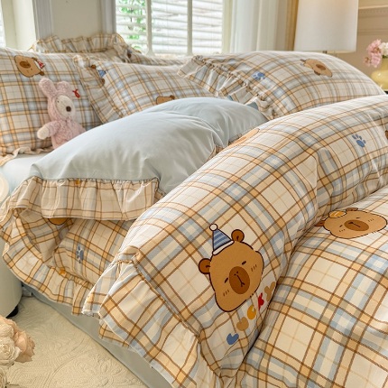 91家纺网 家纺一手货源 找家纺 （总）经年家纺 2025新款韩版花边云朵棉四件套