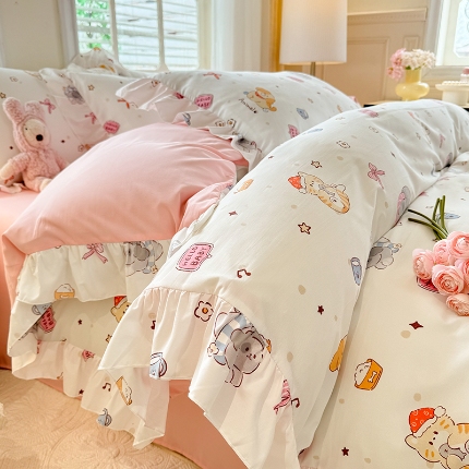 91家纺网 家纺一手货源 找家纺 （总）经年家纺 2025新款韩版花边云朵棉四件套