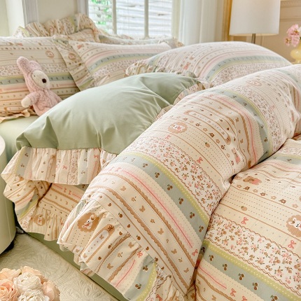 91家纺网 家纺一手货源 找家纺 （总）经年家纺 2025新款韩版花边云朵棉四件套