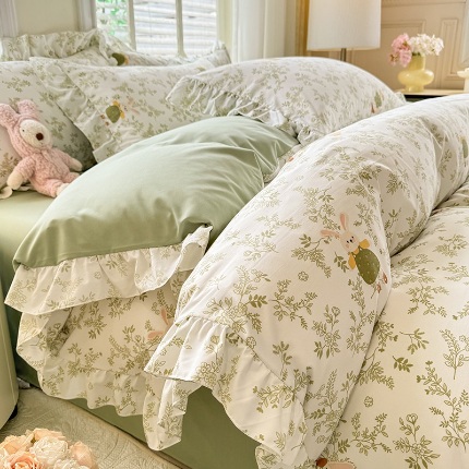 91家纺网 家纺一手货源 找家纺 （总）经年家纺 2025新款韩版花边云朵棉四件套