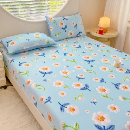 91家纺网 家纺一手货源 找家纺 （总）2025新款5D专版数码印花凉感磨毛单床笠 床笠三件套