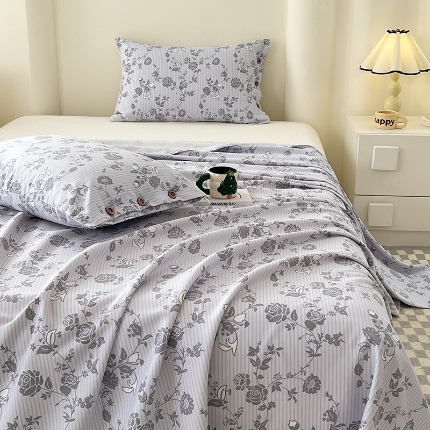 91家纺网 家纺一手货源 找家纺 （总）2025款【有买家秀】纽扣款原棉老粗布夏季凉款空调凉被单