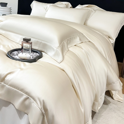 91家纺网 家纺一手货源 找家纺 （总）【兰精公司授权】星蕴家纺 2025新款奥地利兰精天丝莱赛尔纯色埋绳款四件套-莱恩