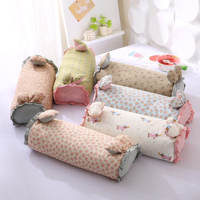 91家纺网 家纺一手货源 找家纺 （总）蔻眠 2025新款田园兔-全棉双层纱卡通荞麦枕芯儿童学生成人护颈枕20x50cm